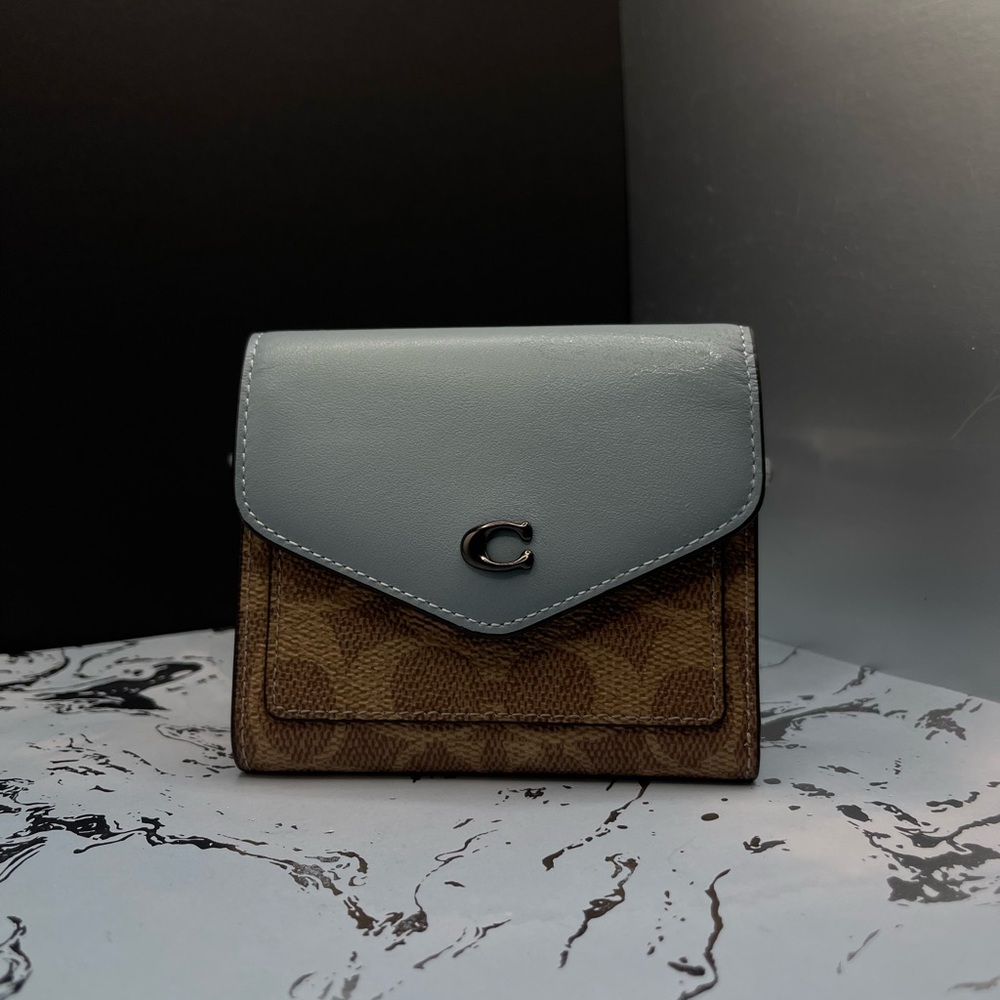 Coach Light Blue and Tan Wallet